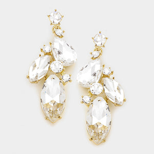 Gold Crystal BIG 2.5" Cocktail Bridal Earrings