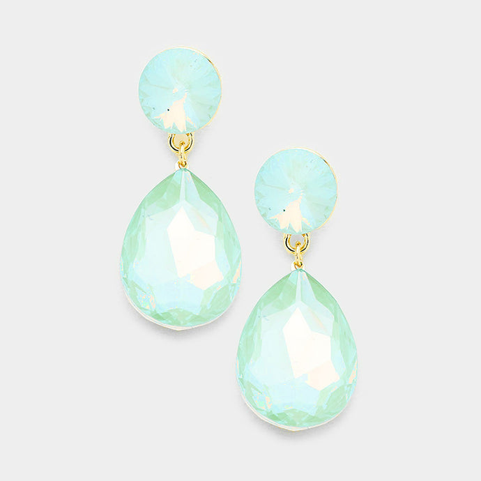 WHIMSICAL Gold Pacific Opal Crystal 2 inch Cocktail Earrings