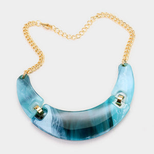 Celluloid Gold Sea Blue Shades Short Collar Necklace Set