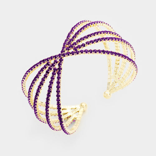 Amethyst Purple Crystal Cuff Bracelet