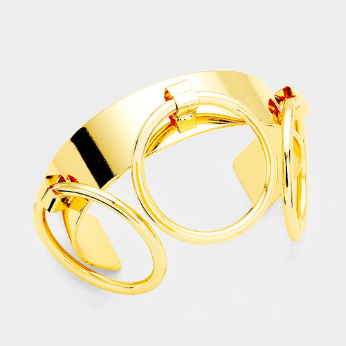 Gold Triple Ring Cuff Bracelet