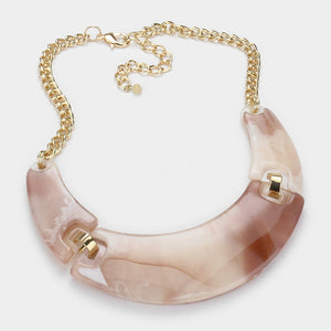 Celluloid Gold Natural Shades Short Collar Necklace Set