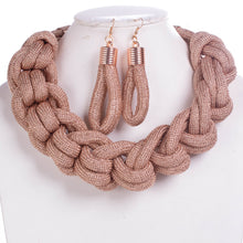 Gorgeous Statement Rose Gold Chunky Braided Collar Necklace Set