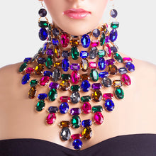 SPECTACULAR Couture Multi Crystal Choker Cocktail Necklace Set