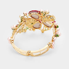 WHIMSICAL Gold Fuchsia Crystal Pink Pearl Stretch Bracelet