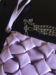 VEGAN LEATHER Lilac Metal Chain Handle Weave Bag Asher Handbag