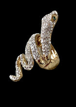 STATEMENT Snake Gold Clear Crystal STRETCH Long Cocktail Ring