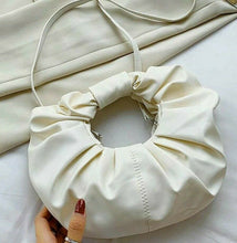 VEGAN LEATHER SMALL Ruched White Shoulder Bag Micha Handbag