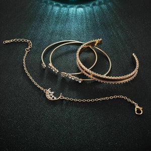 Statement Gold 4 Piece Metal Abstract Bangle Bracelet Cuff Set
