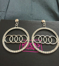 Statement Over sized Silver Crystal HUGE 2.5" Circle Earrings