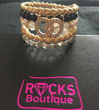 Statement Gold Crystal Natural Stone Spiral Cuff Bracelet