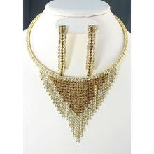 Statement Gold Topaz & Clear Crystal Bib Choker Necklace Set
