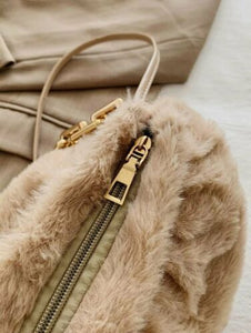 FAUX FUR CAPPUCCINO Big Chain Handle Medium Bag Sienna Handbag