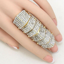 Statement Gold Crystal Armour Stretch Cocktail Ring