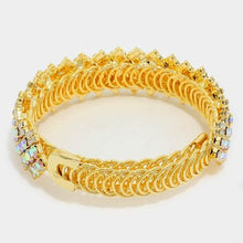 Gold AB Crystal Adjustable Bangle Cocktail Bracelet