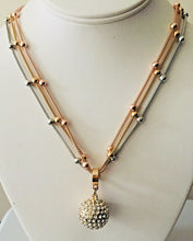 ADORABLE Gold Silver Rose Crystal Ball Superb Quality Necklace