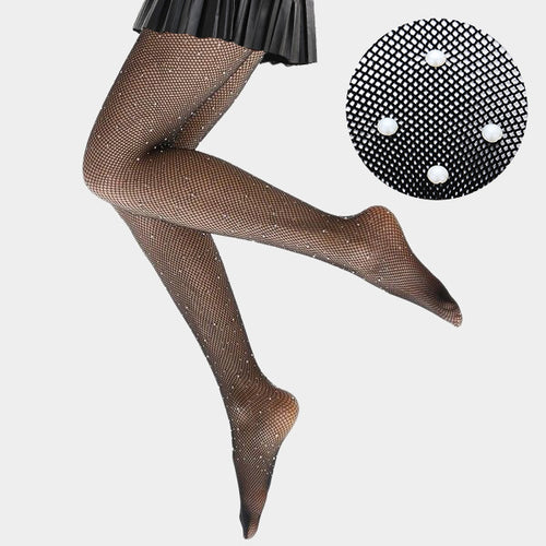 Premium Quality Pearl Embellished Fishnet Pantyhose Tights
