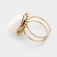 POPULAR Gold Cream Puka Shell Adjustable Cuff Ring
