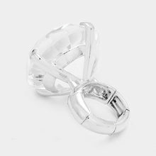GLAM Celeb Silver Clear Huge Crystal Stretch Cocktail Ring