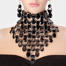 SPECTACULAR Couture Hematite Black Crystal Choker Cocktail Necklace Set