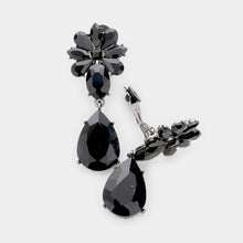 Statement  CLIP ON Black Jet Crystal Cocktail Earrings