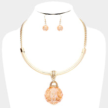 Statement Gold Crystal Huge Topaz Crystal Collar Necklace Set