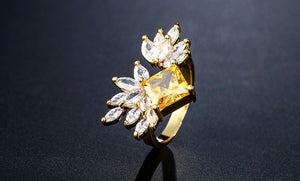 STATEMENT Gold Jonquil Yellow CZ Adjustable Cuff Cocktail Ring