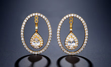 ELEGANT Gold Clear Quality 1 inch CZ Oval Cocktail Earrings